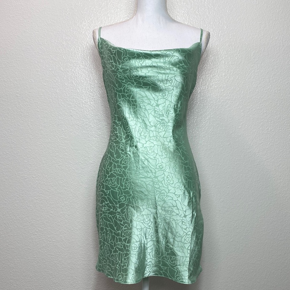 Nasty Gal Cowl Neckline, Mint Green, Mini Slip Dress, Size 2